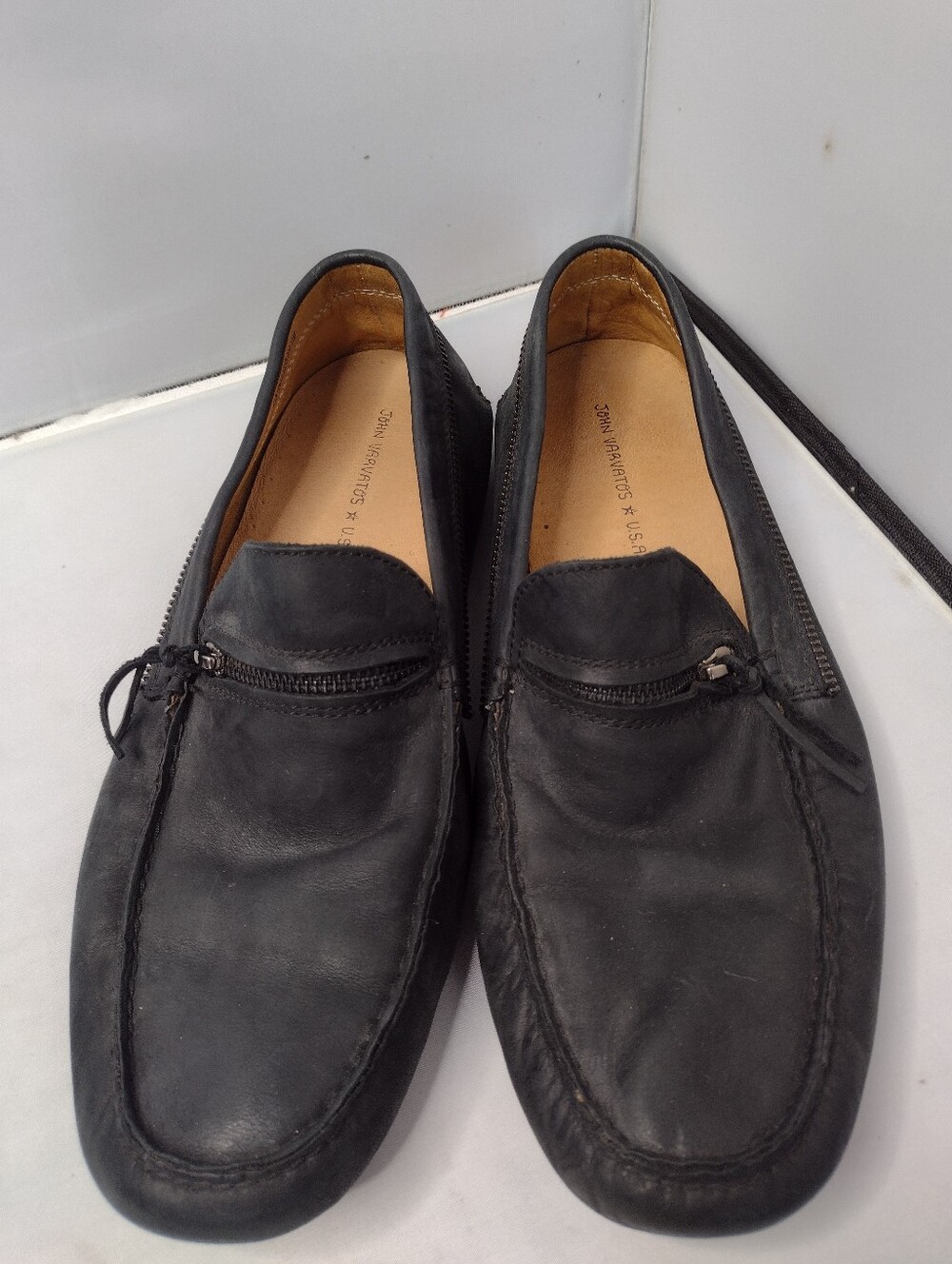 John Varvatos Driving Loafers Men's Shoes Size 11 Zipper Accent Slip On Black B